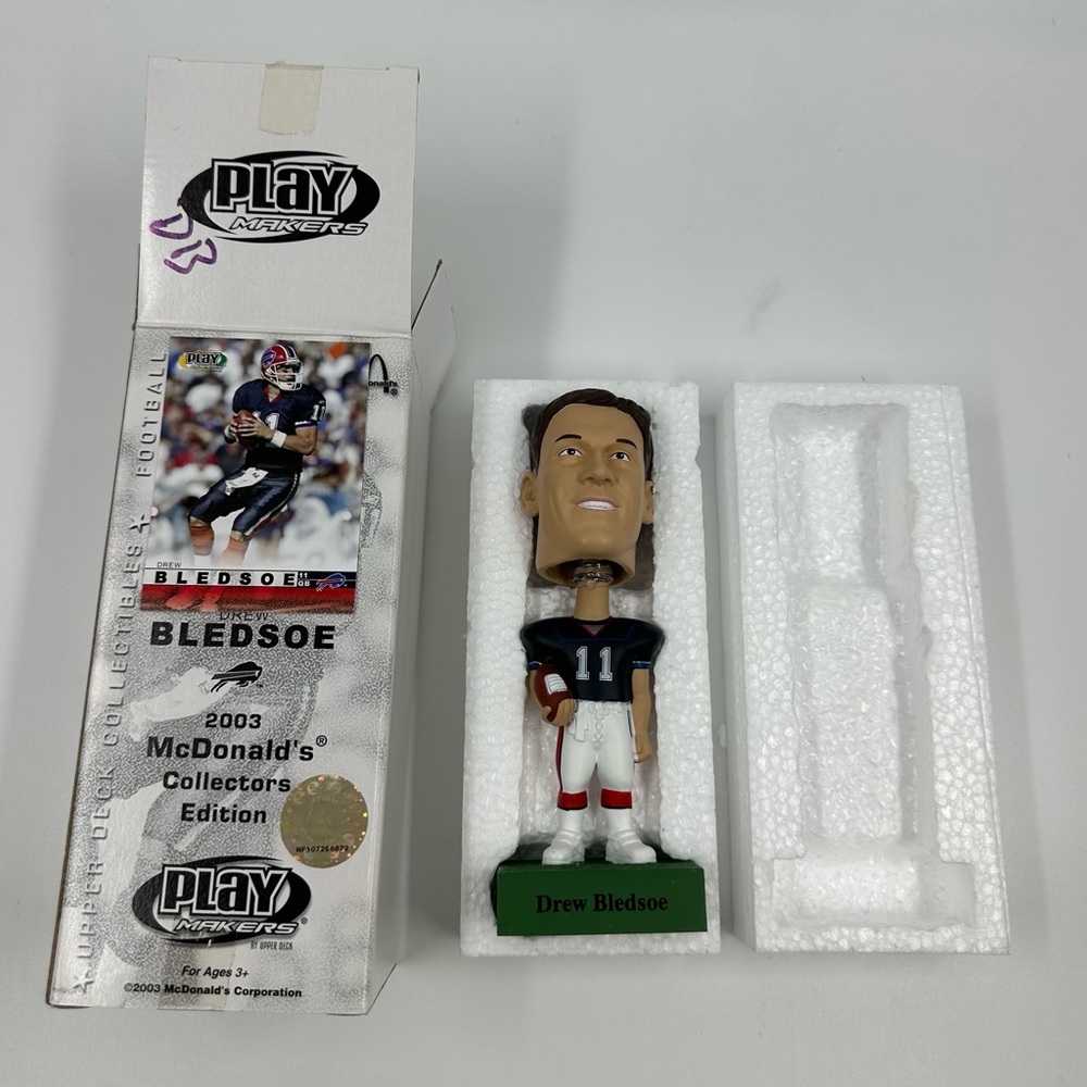Vintage 2003 NFL McDonalds Buffalo Bills DREW BLEDSOE Playmakers Bobblehead NEW